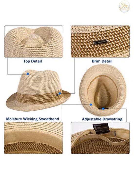Packable Straw Fedora Sun Hat with UPF 50 for Travel Beach main image 6